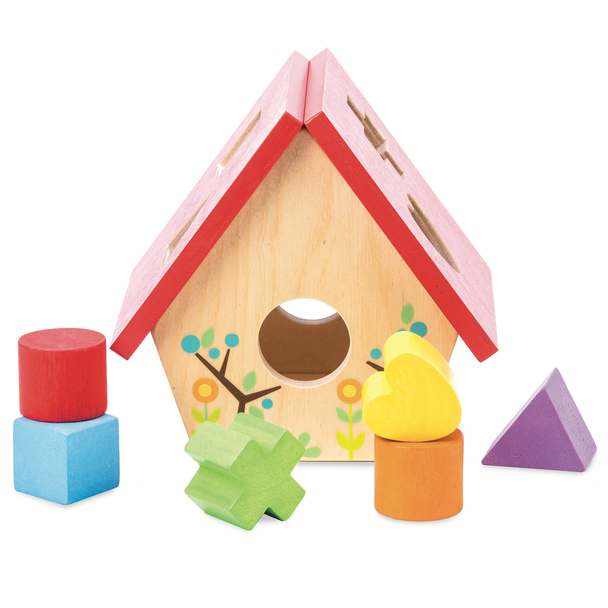 PL085-Bird-House-Wooden-Shapes-Sorter-Toddler-Toy-Front