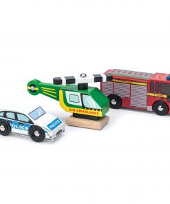 TV465-Emergency-Wooden-Vehicles-Police-Car-Helicopter-Fire-Truck