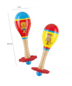 MARACA SET - LION & MONKEY- MEASUREMENTS