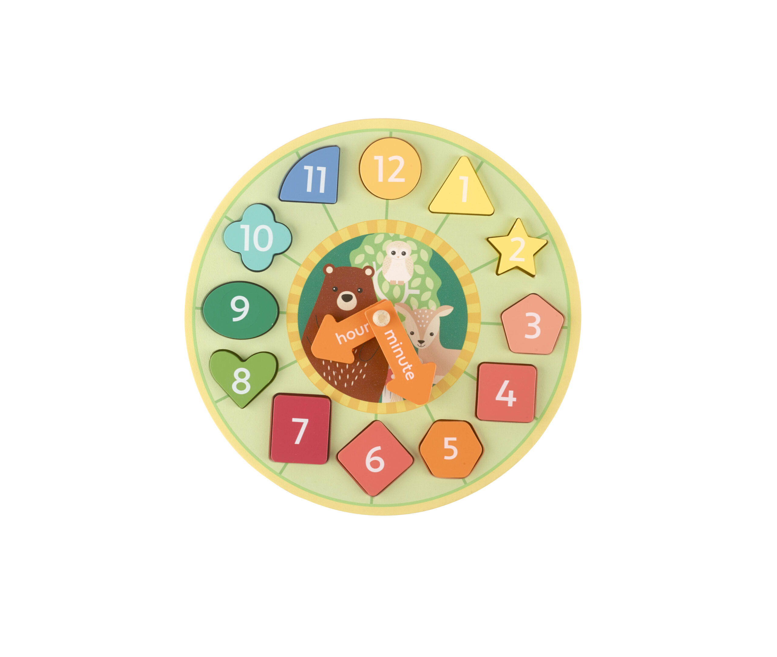 SHAPE SORTING CLOCK - WOODLAND