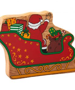 NC596 Natural red Father Christmas in a sleigh - back